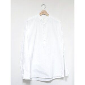 COS - Men's White Grandad Collar Half Button Down Shirt - Size Small